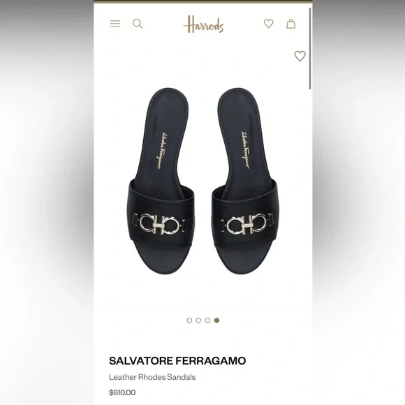 Salvatore Ferragamo Black Leather Rhodes Sandals